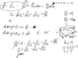 Mathematical equation with geometric figures. Solution of the problem.
