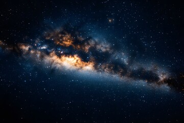 Starry sky, Milky Way galaxy at the center of the frame, dark background