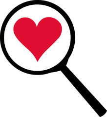 Heart and magnifying glass. Causes and manifestations of heart disease.