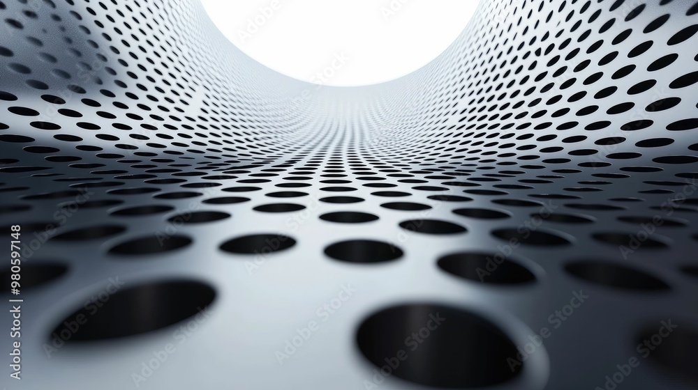 Canvas Prints Abstract view of a perforated metal surface creating depth.