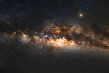 Fototapeta premium Starry sky, Milky Way galaxy at the center of the frame, dark background