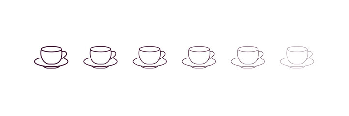 saucer outline icon. Linear vector from kitchen concept. 6 different line style saucer icon included thin, light, regular, medium, bold, black