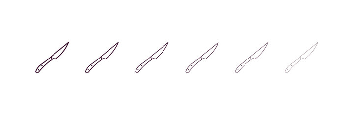 steak knife outline icon. Linear vector from kitchen concept. 6 different line style steak knife icon included thin, light, regular, medium, bold, black