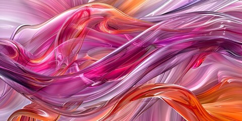 Fototapeta premium Abstract art featuring vibrant swirling patterns in shades of pink and orange, creating a dynamic and fluid visual effect that symbolizes movement and creative energy.
