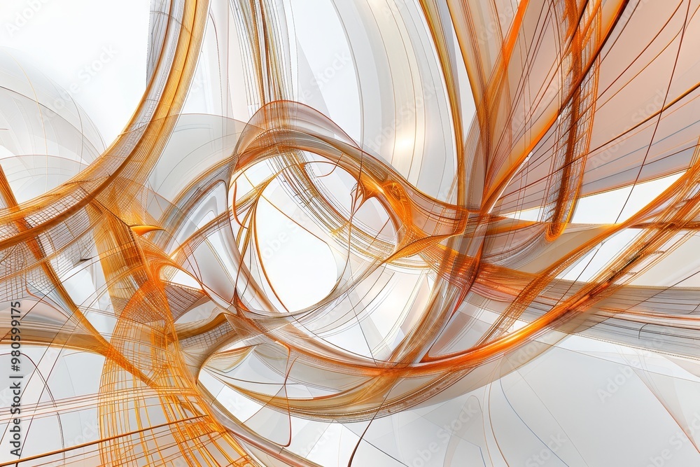 Poster Abstract design with dynamic orange lines, creating a visually engaging pattern that flows with energy and motion, perfect for contemporary artistic backgrounds.