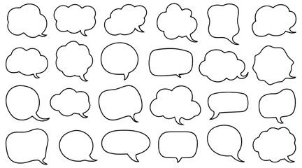 Fototapeta premium Collection of twenty five hand drawn speech bubbles expressing communication. Vector illustration