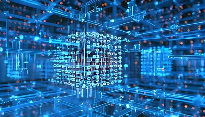 Fototapeta premium Quantum computer generating complex calculations