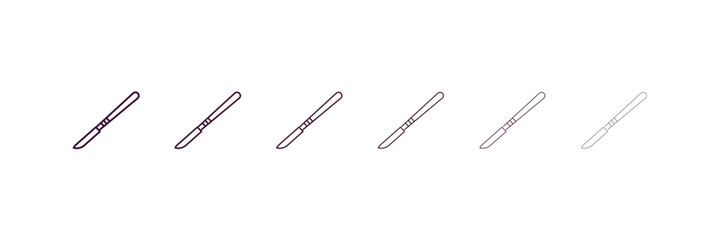 Obraz premium scalpel outline icon. Linear vector from medical concept. 6 different line style scalpel icon included thin, light, regular, medium, bold, black