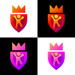Obraz premium shield human gradient logo design