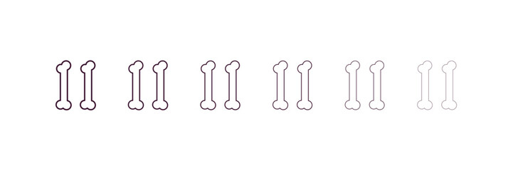 femur outline icon. Linear vector from medical concept. 6 different line style femur icon included thin, light, regular, medium, bold, black