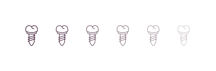implants outline icon. Linear vector from medical concept. 6 different line style implants icon included thin, light, regular, medium, bold, black