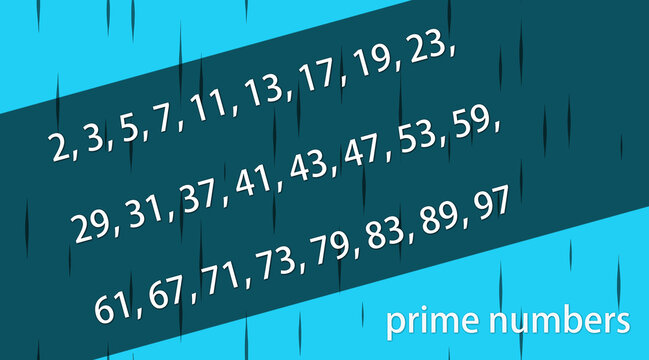 Prime numbers from zero to one hundred. Wallpaper in blue color.
