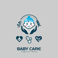 Obraz premium Logo Baby Care logo design Cute Baby Logo Design baby shop icon logo generative ai 