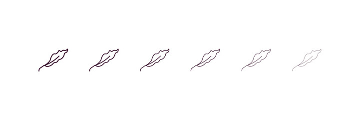 dry leaf outline icon. Linear vector from nature concept. 6 different line style dry leaf icon included thin, light, regular, medium, bold, black