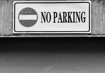 No Parking Signage on a Rainy Day.