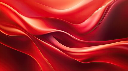 Obraz premium A bright abstract red background with smooth curves and gradients, offering a bold and powerful aesthetic.