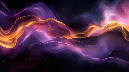Abstract Design with Smokey Border in Purple, Gold, and Black - Fluid, Swirling Colors Creating a Vibrant and Ethereal Frame with Motion and Mystery