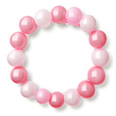 A border of pink and white balloons arranged in a circular frame isolated on a transparent background PNG 