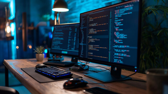 IT courses. Learning programming languages and software development. Online coding and programming, education and training.