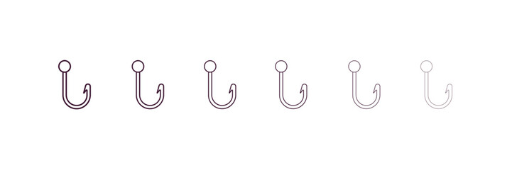 bait outline icon. Linear vector from nautical concept. 6 different line style bait icon included thin, light, regular, medium, bold, black