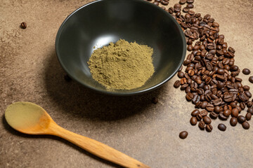 coffee beans on a matcha	