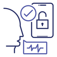Voice Biometrics. Icon for security technology utilizing unique voice patterns for identity verification