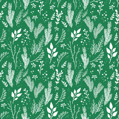 Christmas winter floral seamless pattern. New Year's decor. Festive pattern for your design.
