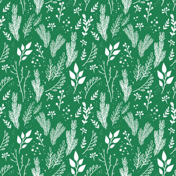 Christmas winter floral seamless pattern. New Year's decor. Festive pattern for your design.
