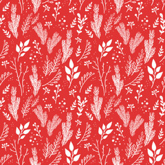 Christmas winter floral seamless pattern. New Year's decor. Festive pattern for your design.