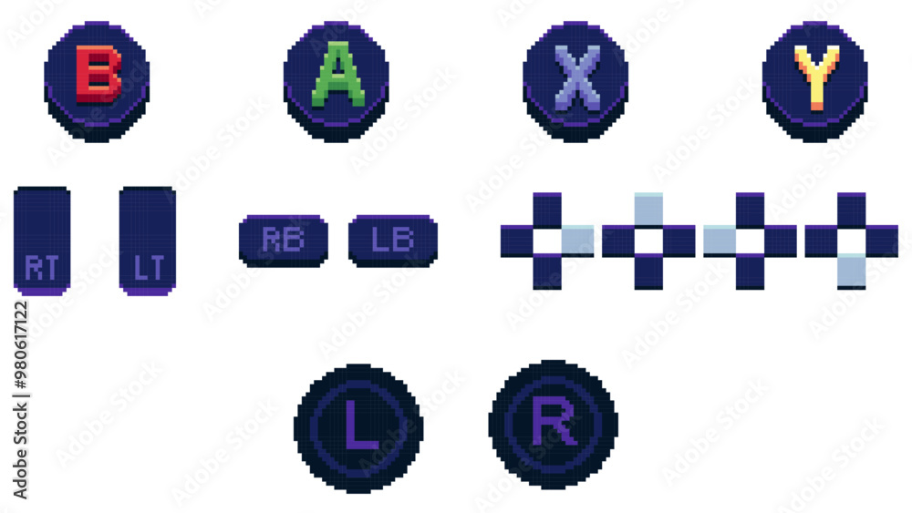 Aufkleber controller buttons vector set. full games set buttons. controller triggers and bumpers vector illust