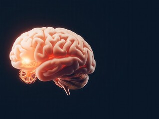 Gears turning inside a glowing brain, symbolizing technological breakthroughs and innovative improvements