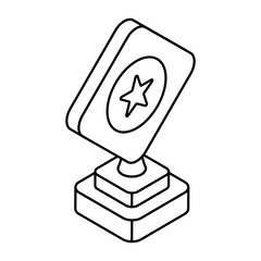 A flat design icon of star trophy