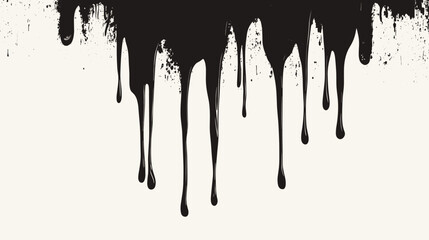Black dripping oil stain, melt drips , melting liquid drops, ink splatter silhouettes isolated vector illustration