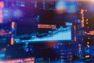 Abstract modern illustration in blue color. Concept of new year, annual plan, growth strategy, business planning, investment trends, opportunity, achievements and strategy road map.