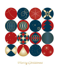 クリスマスイメージの円形イラスト素材 ベクター カード 白背景 抽象的 オーナメント