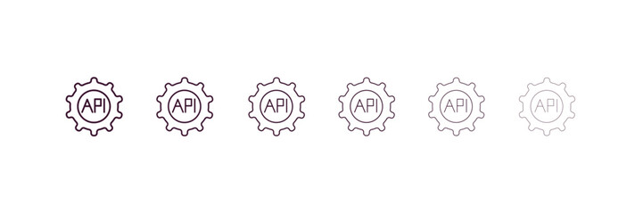 api outline icon. Linear vector from programming concept. 6 different line style api icon included thin, light, regular, medium, bold, black