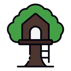 Fototapeta premium Treehouse filled line icon