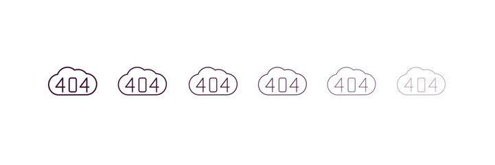 404 error outline icon. Linear vector from programming concept. 6 different line style 404 error icon included thin, light, regular, medium, bold, black