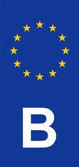 Belgian Euroband with National Symbol: Blue Background Featuring the European Union and Belgian Identity for Vehicle Registration.