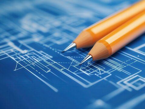 A blueprint turning into a 3D model, symbolizing breakthrough design solutions and practical improvements