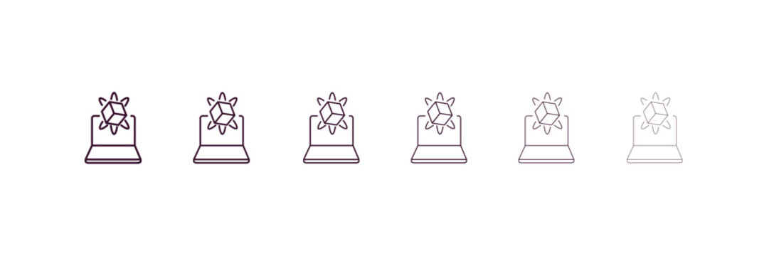 simulation outline icon. Linear vector from programming concept. 6 different line style simulation icon included thin, light, regular, medium, bold, black