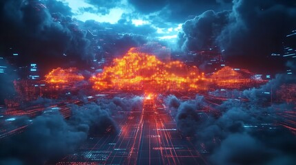 Fototapeta premium Evolution of Cloud Development Trends Transition from Containerization to Serverless Computing. Concept Cloud Development Trends, Containerization, Serverless Computing, Evolution, Transition