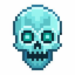 Fototapeta premium Vibrant Pixel Art Skull Illustration with Bold Colors and Retro Design