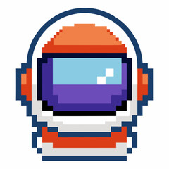 Pixel Art Space Helmet Icon with Retro Digital Design Vibes