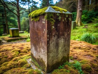 Ancient stone monument exhibits a remarkably smooth, polished surface, showcasing a deep, rich brown hue with flecks of moss and lichen in its weathered crevices.
