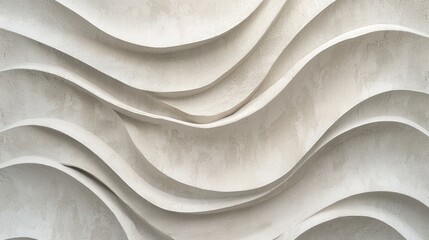 Fototapeta premium Textured wall with light gray wave patterns illuminated by soft indoor lighting