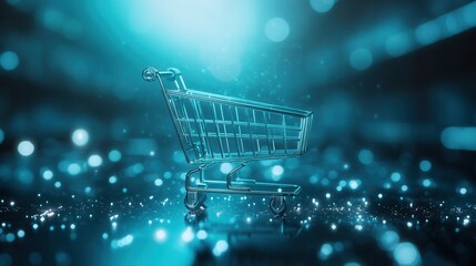 "Modern Shopping Cart on a Sparkling Background"