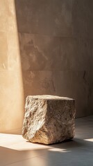 Stone interior decoration e-commerce booth details page background under soft sunlight