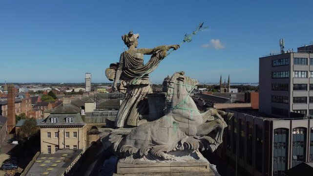 Drone. Hull Guild Hall. Government council building, courthouse, statue.