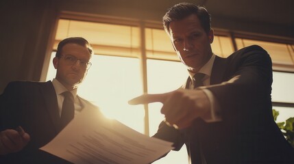 Business Meeting with Focused Discussion in Modern Office Setting